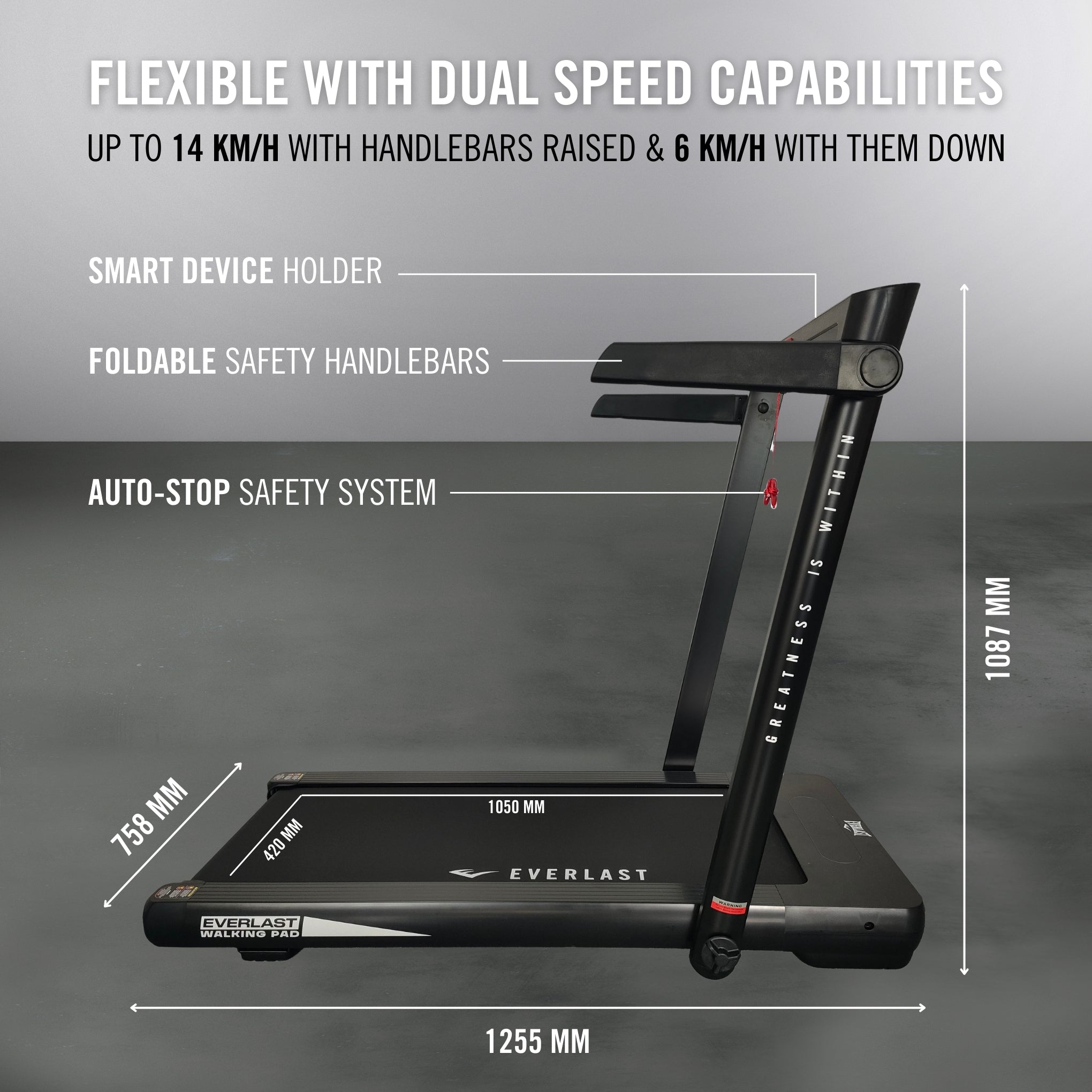 Everlast Space Smart Walking Pad – Compact & Powerful Treadmill
