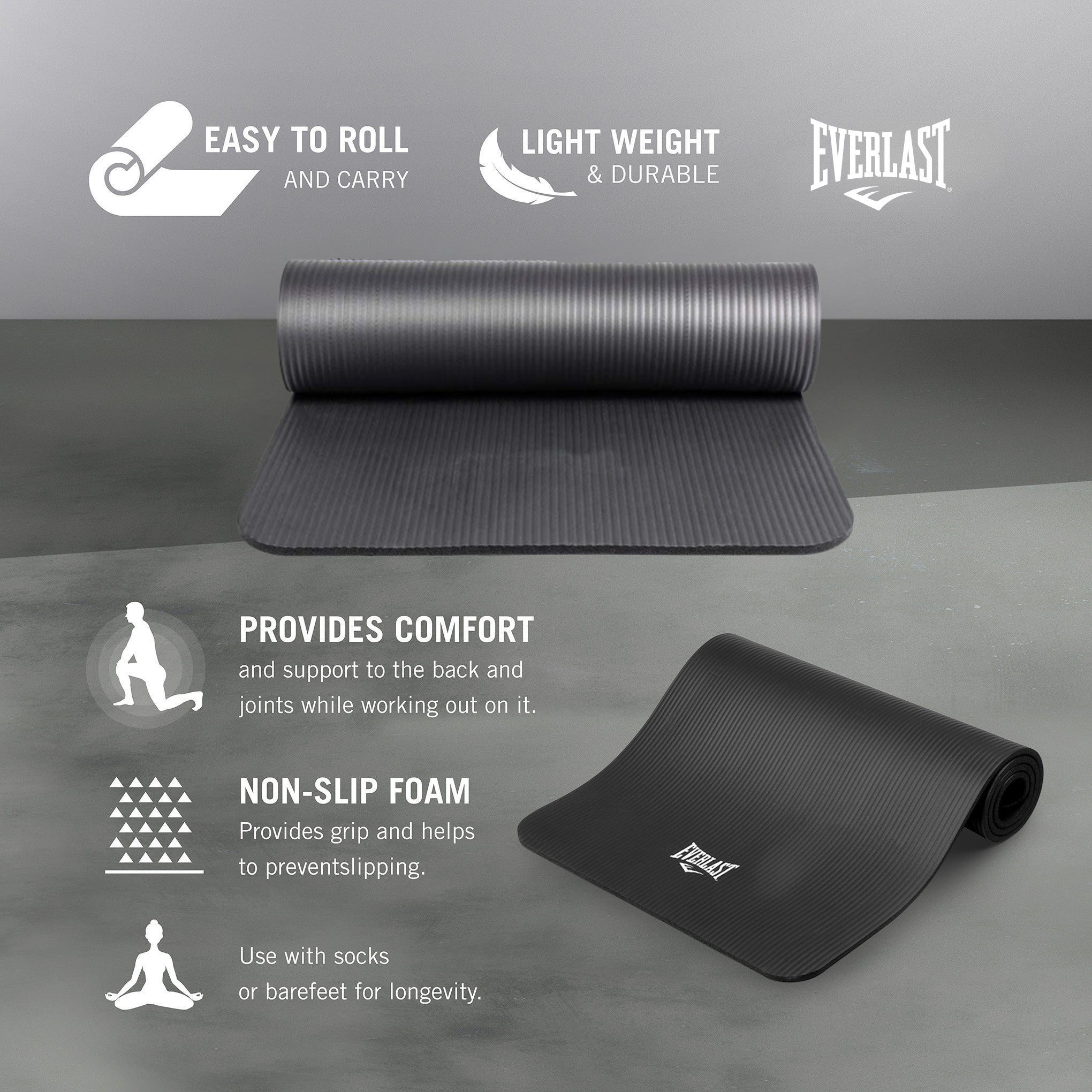 Everlast 10mm Black NBR Fitness Mat – Everlast South Africa