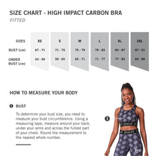 Load image into Gallery viewer, LADIES HIGH IMPACT SPORTS BRA - CARBON PRINT
