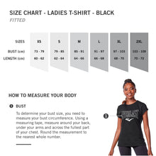 Load image into Gallery viewer, LADIES CAPPED SLEEVE T-SHIRT - BLACK
